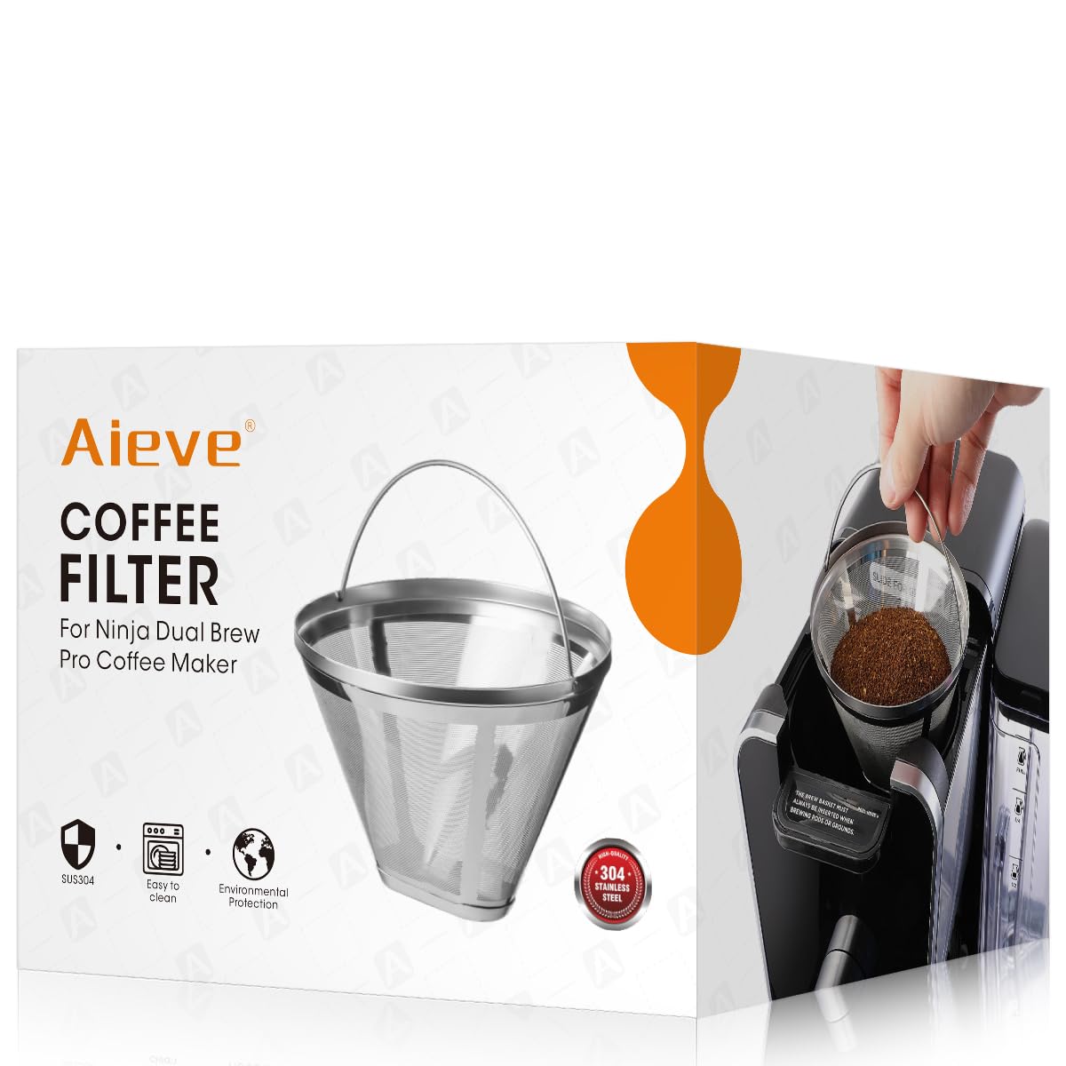 Reusable Coffee Filter For Ninja Dual Brew Pro Coffee Maker, 304